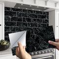 HLNIUC 16-Sheet Black Marble Wall Tiles, 8'x4', Peel And Stick, Waterproof, PVC Self Adhesive, Kitchen & Bathroom Backsplash