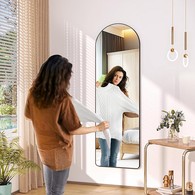 Hasipu Door Mirror Full Length, 47.2 x 15.7 Inch Full Body Wall Mirror Over The Door Hanging Mirror for Bedroom, Living Room, Cloakroom（White）