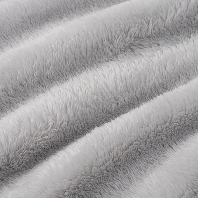 Berkshire Blanket Classic Extra-Fluffy™ Plush Blanket Twin Size, Soft Fuzzy Fluffy Long Hair Blanket for Couch Sofa Bed, Microchip, 60x92 Inches