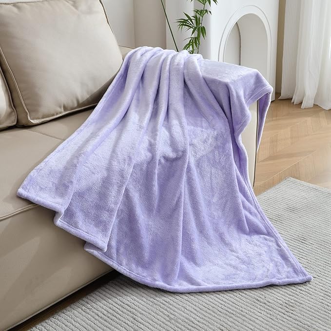 SOCHOW Flannel Fleece Blanket Throw Size, All Season Super Soft Cozy Blanket for Bed or Couch, Lilac, 50x60 inches