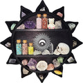 Crystal Shelf Display for Wall, Crystal Display Shelf Chakra Wooden Lotus Flower Crescent Moon Shelf Wall Decor, Decorative Home Floating Shelf Stone Storage Gem Holder Boho Hanging Organizer