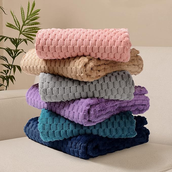 FY FIBER HOUSE Fleece Throw Blanket for Couch 300GMS Super Soft Plush Fuzzy Blankets and Throws for Sofa Bed Office, 40x50 Inches, Storm Blue