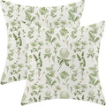 AEIOAE Sage Green Spring Pillow Covers 16x16 Inch Set of 2, Wild Flower Leaves Plant Throw Pillows Case,Seasonal Floral Outdoor Decorative Farmhouse Decor Cushion Covers for Home Sofa Bed Couch