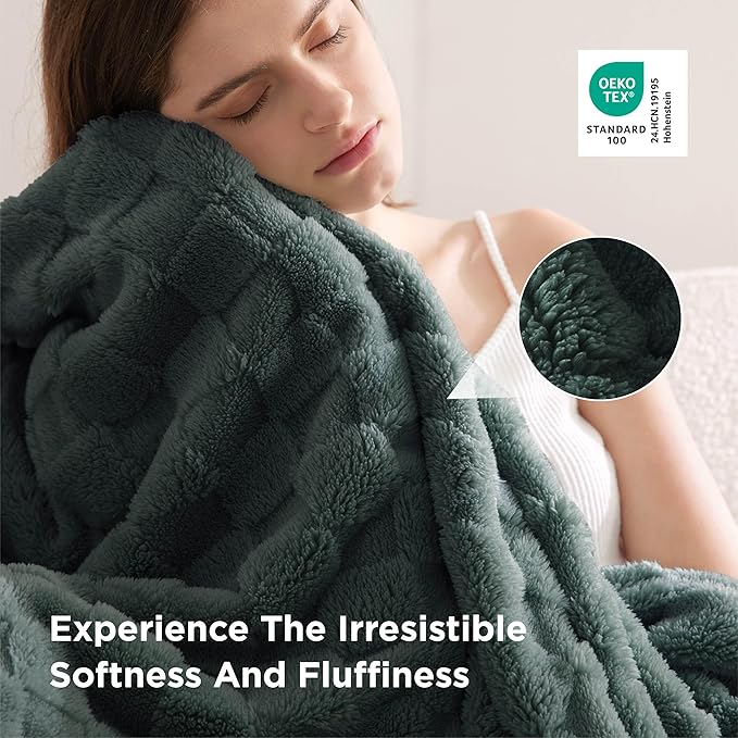 Bedsure GentleSoft Blankets Queen Size for Bed - Super Soft Cozy Spring Mother's Day Blanket for Women Men Girls, Large Fuzzy Fleece Throw for Bedroom Decor, Dark Green, 90x90 Inches