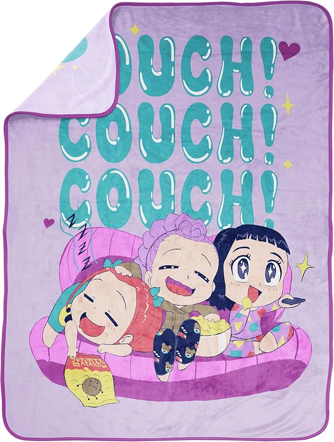 Jay Franco Kids Plush Throw Blanket – Ultra Soft Cozy Plush Fleece for Bed, Couch, Sofa, Home Décor, Official Licensed Huntrix, Purple - Kpop Demon Hunters, 46x60 - Throw Blanket