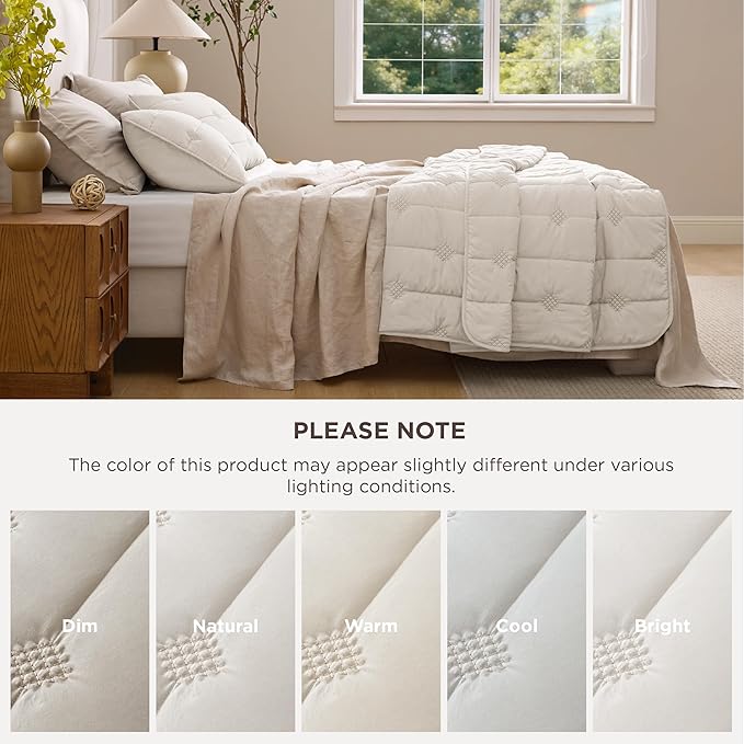 Bedsure King Size Quilt Sets – Ultra Soft Cloud Quilt, Lightweight Bedspread Coverlet with 2 Pillow Shams, Breathable & Cozy Bedding for All Season, Beige, 3 Piece (106x96 Inches)