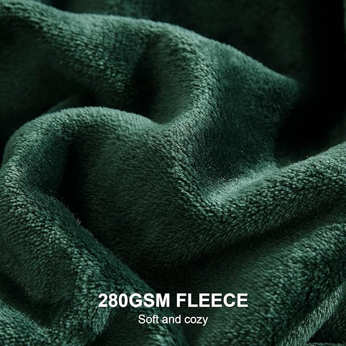 Hansleep Fleece Blanket Twin Size Dark Green, Soft Cozy Twin Fuzzy Flannel Lightweight Blanket for Bed, Sofa, Couch, Travel, Camping, Dark Green, 60x80 Inches