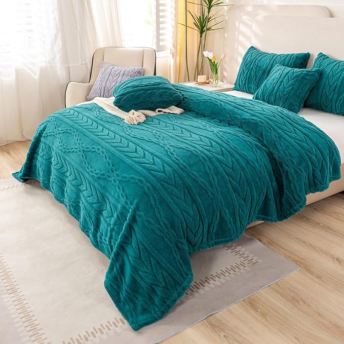 YUSOKI Twin XL Blanket Single Layer,Weight(3.1lb),370GMS-3D Stylish Design for Gift Home Decor (Teal,65"x90")