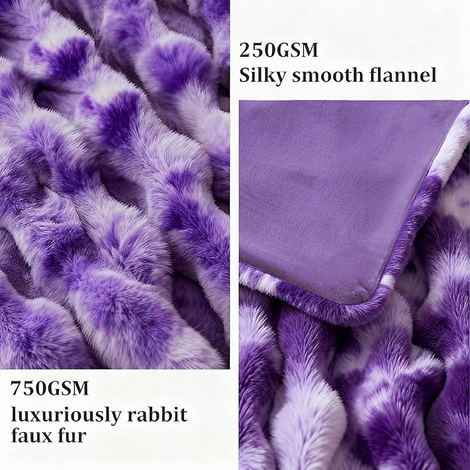 Faux Fur Throw Blanket for Couch, 1000 GSM Cozy Fuzzy Fluffy Soft Plush Thick Bubble Sherpa Blanket for Sofa Bedroom Living Room, Mothers Day Birthday Gifts for Women Home Decor