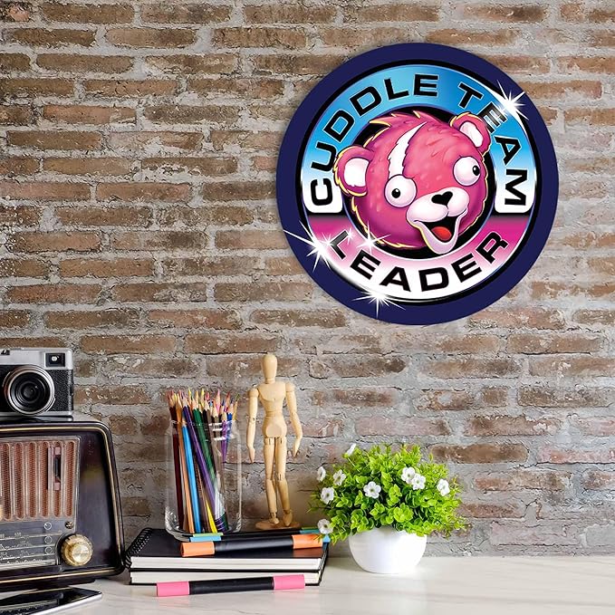 Fortnite Cuddle Team Leader Metal Wall Decor - Fun Fortnite Sign for Bedroom or Game Room