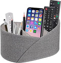 PU Leather TV Remote Control Holder with 3 Compartments, Bedside Table Remotes Caddy, Office Desk Accessories and Workspace Organizers, Storage Box to Store Pen, Controllers, Media Player, Cosmetics