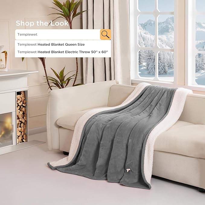 Heated Blanket Twin Size - Single Controllers Electric Blanket Twin with 9 Heat Settings & 10 Hour Auto Off,Overheat Protection,Machine Washable 62"x84" (Dark Gray)