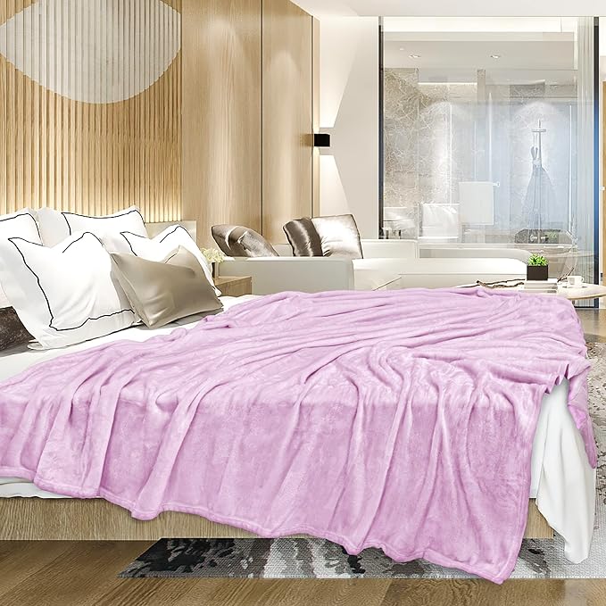 PAVILIA Fleece Blanket Throw Twin Size | Super Soft, Plush, Luxury Flannel Throw | Lightweight Microfiber Blanket for Sofa Couch Bed (Lavender Light Purple, 60x80 inches)
