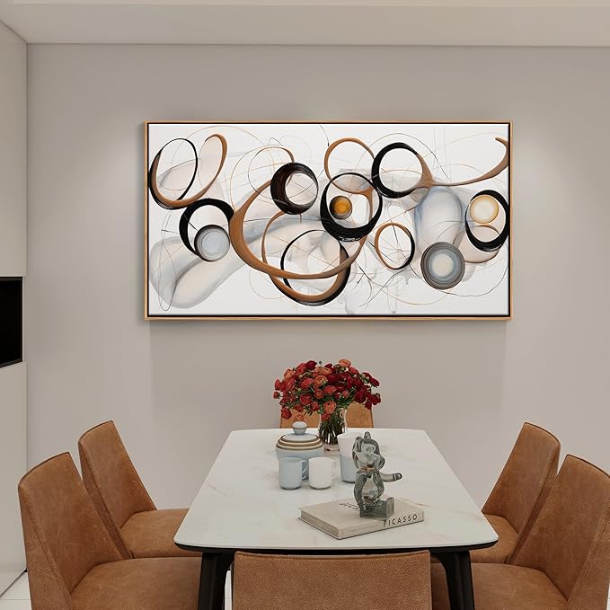 Large Framed Wall Art Living Room Wall Decor Framed Abstract Canvas Wall Art Bedroom Wall Decor Above Bed Office Decorations for Work Modern Artwork Wood Frame