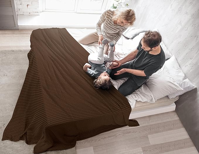 Utopia Bedding Brown 100% Cotton Waffle Blanket 300 GSM [Twin - 90x72 Inch] Soft Lightweight Breathable Bed Blanket for All Season