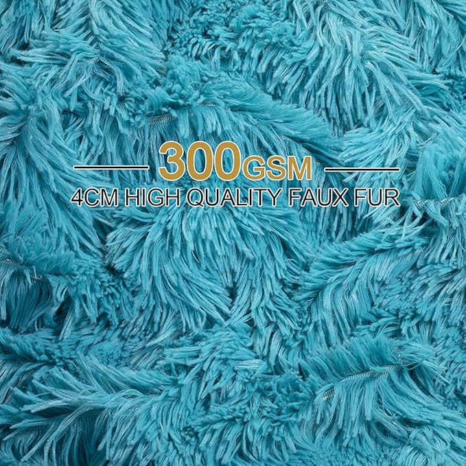 YUSOKI Long Faux Fur Twin Size Blanket,2 Layers,3.4lb for Bed Couch Home Décor Gifts Women (Teal,60" x 80")