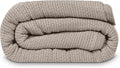 Linteum Textile Supply Leno Weave Taupe Blanket, Queen 100% Cotton, Lightweight, Warm, Fluffy, Premium and Durable Soft & Cozy Bed Blanket for Home, Couch, Sofa & Dorm, All Season Throw [90x90]