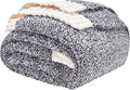 CozeCube Super Soft Fullfy Microfiber Reversible Knitted Blankets, Warm Cozy Fuzzy Plush Throw, Black and White Melange Throw Blanket for Couch Bed Sofa, 60" x 80"