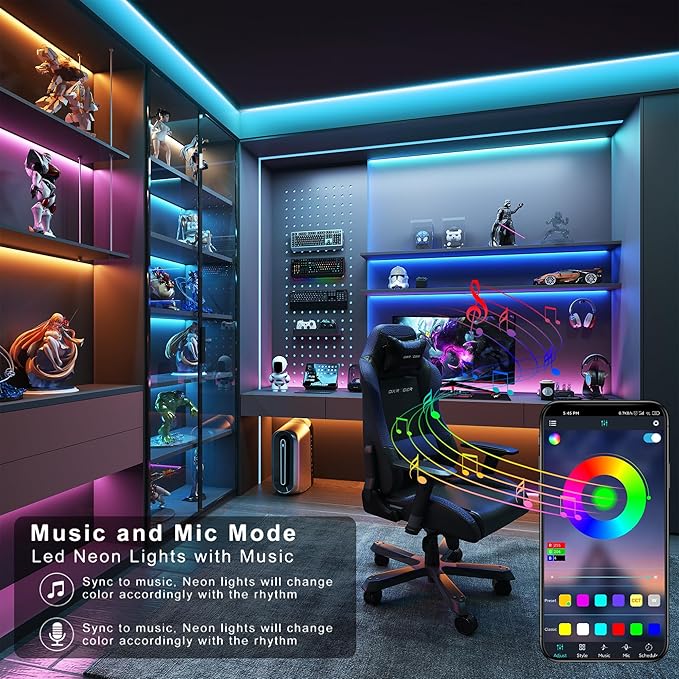 Led Lights for Bedroom 50FT 450Leds Color Changing RGB Led Strip Lights Music Sync, Dimmable Led Light Strip with Remote, App Control, Super Bright Led Tape Light Party Room Gaming Accessories
