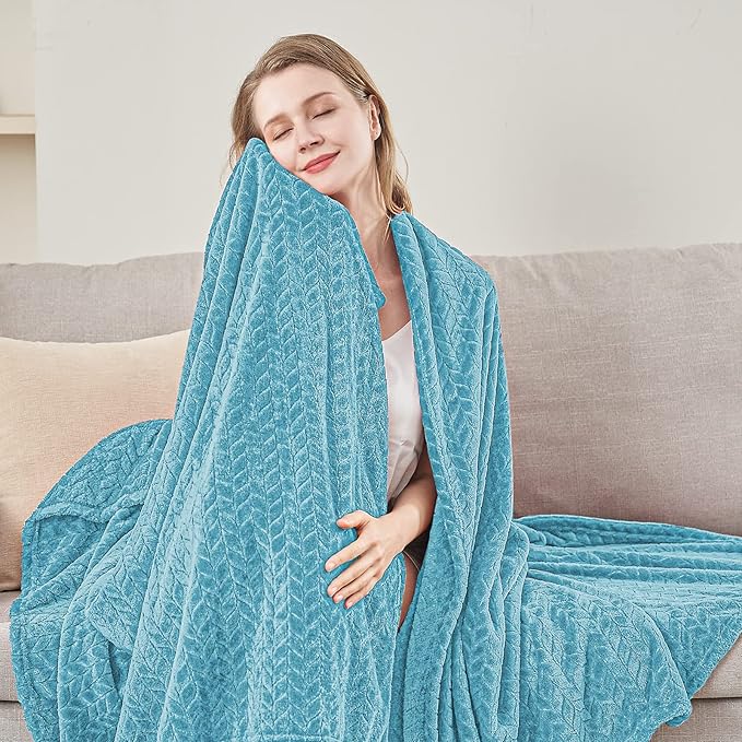 inhand Fleece Queen Blanket for Bed, Super Soft Flannel Cozy Queen Bed Blanket for Adults, Washable Lightweight Fuzzy Bed Blanket for Office, Warm Plush Blankets for All Season (90"×90", Blue)