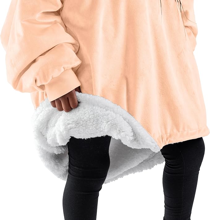 Bare Home Wearable Blanket Hoodie - Soft Plush Sherpa - Warm and Cozy - Oversized Wearable Blanket - Adult & Kid Sizes