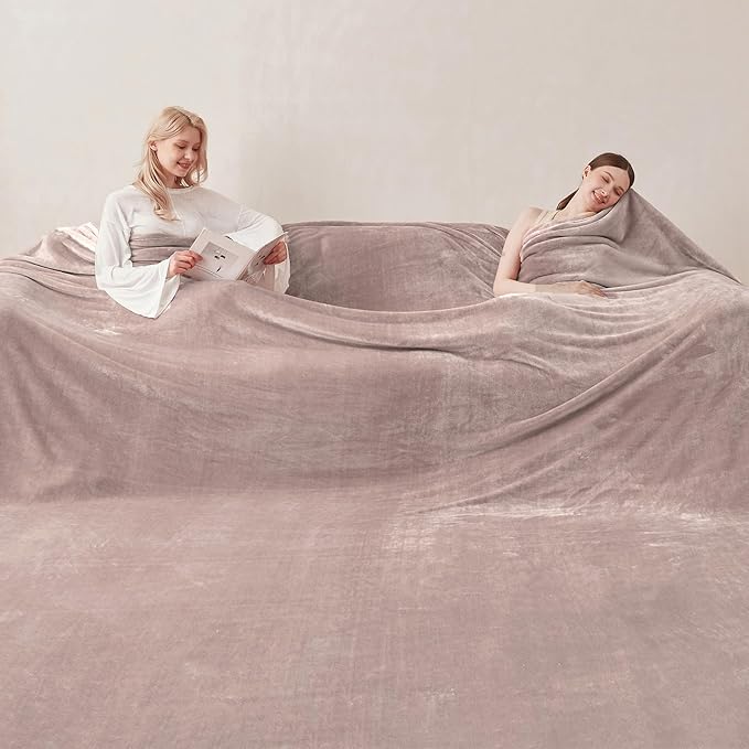 COOVA Oversized King Fleece Blanket 120x138 inches, Soft Cozy Warm Giant Extra Large 10'x11.5' Blanket for Bed, Sofa, Couch,Travel, Camping, California Huge Flannel Big Throw Blanket, Taupe