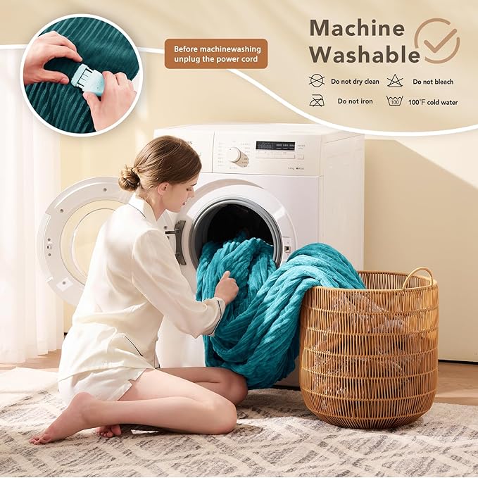 Homemate Heated Blanket Electric Throw - 50"x60" Heating Blanket Throw 1/2/4/6/8 Hours Auto-Off 10 Heat Levels Over-Heat Protection Soft Flannel Sherpa ETL Certification