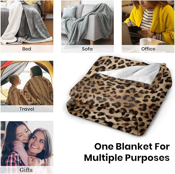 Cheetah Leopard Print Throw Blanket Ultra-Soft Cozy Leopard Decor Fleece Blankets Lightweight Cheetah Blanket for Couch Sofa Bedding Home Decor (60" L x 50" W, Leopard)