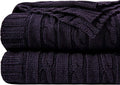 NTBAY 100% Pure Cotton Oversize (60x80) Cable Knit Throw Blanket, Super Soft Warm Knitted Blanket for Bed, Sofa, Chair, Couch - Extra Cozy, Machine Washable, Comfortable Home Decor, Eggplant Purple