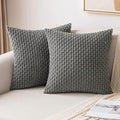 MIULEE Pack of 2 Decorative Throw Pillow Covers 18x18 Inch Soft Boho Striped Textured Corduroy Pillow Covers Modern Farmhouse Home Decor for Couch Bed Sofa Living Room Dark Grey