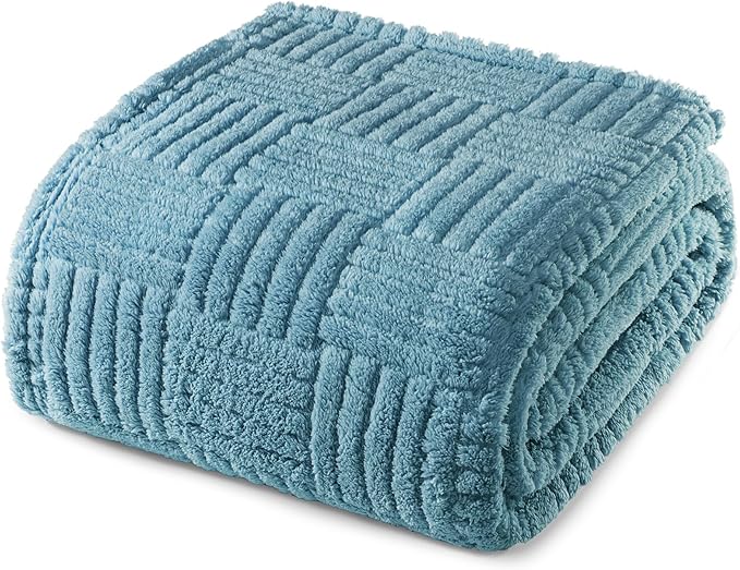 Whale Flotilla Lightweight Fleece King Size Blanket for Bed, Fuzzy Soft Blankets with Decorative Jacquard Pattern for All Season, Warm and Fluffy, 90x104 Inch, Slate Blue