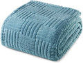 Whale Flotilla Lightweight Fleece Queen Size Blanket for Bed, Fuzzy Soft Blankets with Decorative Jacquard Pattern for All Season, Warm and Fluffy, 90x90 Inch, Slate Blue