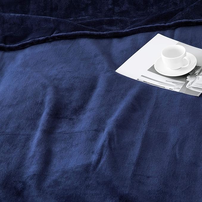 MOONLIGHT20015 Fleece Blanket Queen Size - Super Soft Fuzzy Throw Blanket for Couch and Sofa - Lightweight Luxury 400 GSM Microfiber Fluffy Bed Blankets and Throws, 90 x 90 Inches (Queen, Navy)