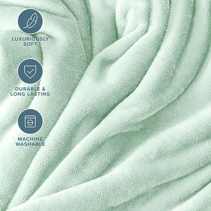 Bare Home Fleece Blanket - Full/Queen - Ultra-Soft Lightweight for Bed, Sofa, and Couch - Luxury Microplush - Cozy Warm Blanket (Full/Queen, Spring Mint)