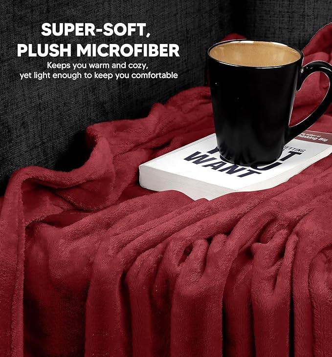 Polar Fleece Throw Blanket for Couch, Twin Bed, Chair, Kids, Adults, Pets 50x60 Soft Cozy Reversible Throw Blanket (Brick Red)