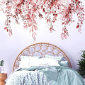 Burgundy Red Plants Leaves Wall Decals Peel and Stick, Large Floral Flowers Vinyl Wall Stickers, Removable Vine Home Decor Art for Bedroom Living Room Classroom Office