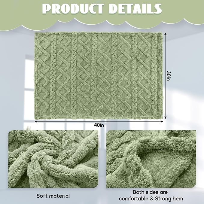 VitalCozy 4 Pcs Soft Fleece Baby Blankets Set 30" x 40" 3D Plush Warm Nursery Swaddling Bed Blanket Little Boys Girls Infant Toddlers and Newborn Receiving Gifts Blankets(Blue,Green)