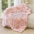 Ultra Soft Faux Rabbit Fur Throw Blanket, Cozy Fuzzy Blanket for Couch Bed, Plush Warm Decor Gifts, Luxury Thick Fluffy Blanket for Women,50x60 inches, Tie-Dyed in Pink