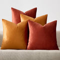 GIGIZAZA Decorative Velvet Pillow Covers - 16x16 Throw Pillows Soft Burnt Orange Covers Accent for Couch Living Room Bed Square Modern Luxury Cushion Covers Home Decor Set of 4