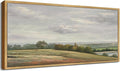 SHENIFY Vintage Framed Wall Art White Clouds Over Vast Grassland Landscape Painting Retro Meadow Scenery Farmhouse Kitchen Living Room Decor - 8x16in Natural Framed