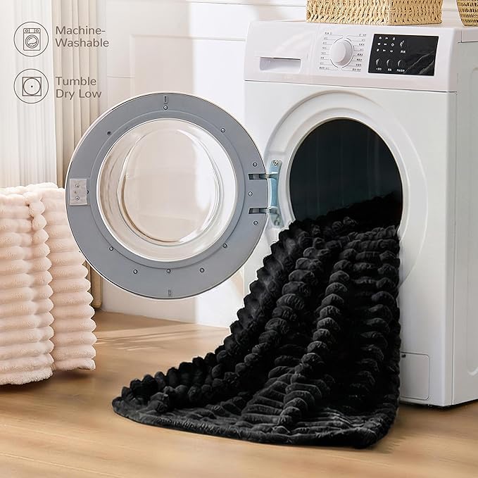 Black Fleece Throw Blanket for Couch, 320GSM Super Soft Cozy Blanket for Home Decor, Perfect Cozy Gifts for Women Men Gifts, Lightweight All Season Couch Blanket, 50x60 Inches