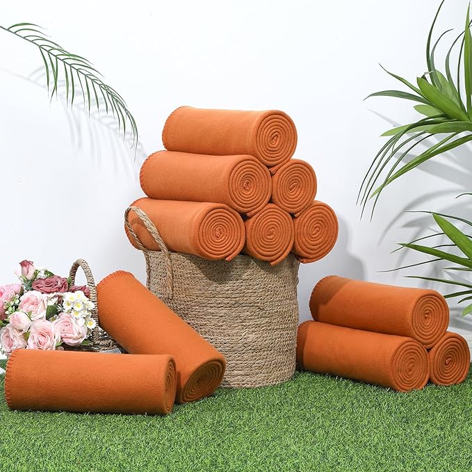 60PCS Terracotta Blankets Bulk 50 X 60, Soft Lightweight Throw Blanket Kit Cozy Blankets Bulk for Bed Sofa Couch Warm Pet Fleece Blanket Set for Wedding Homeless Home Office Travel Gift for Seasons