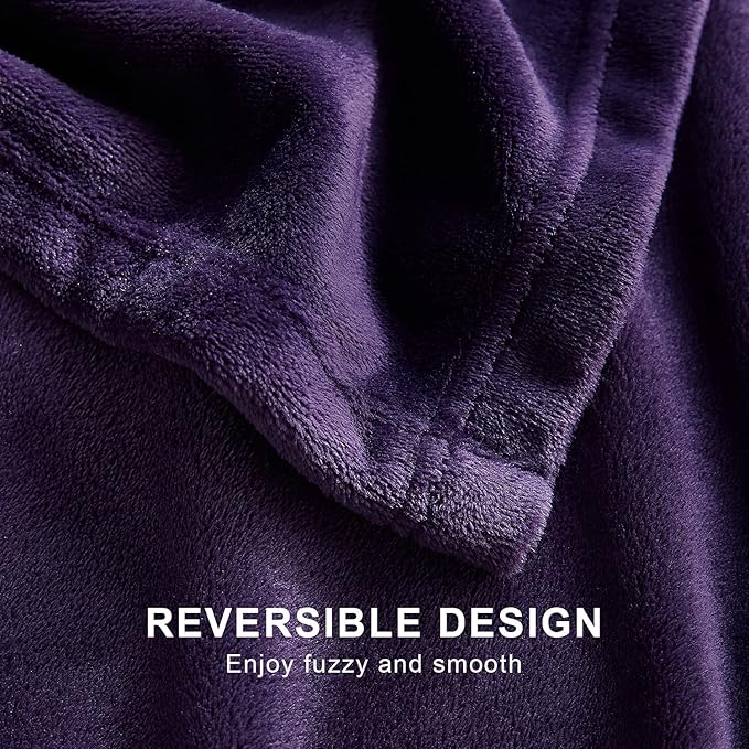 Hansleep Fleece King Size Blanket for Bed Purple, Super Soft Flannel Fuzzy King Size Plush Cozy Blanket for All Seasons, Purple, King 90x108 Inches