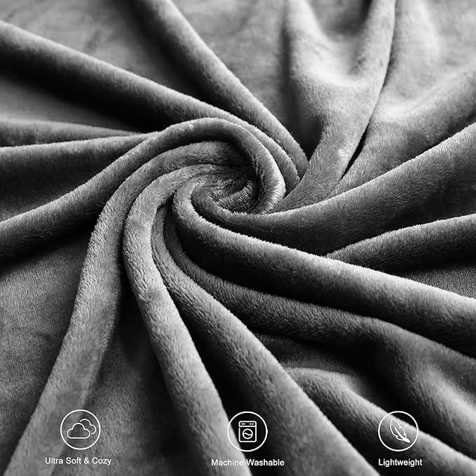 TASTHROW Grey Throw Blanket 60x80 Inches, Soft Plush Cozy Fleece Flannel Throw Blanket, Lightweight Warm Throws for Bed, Couch, Bedroom and Living Room, All Seasons