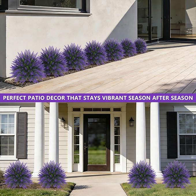 Artificial Lavender Topiary Ball, Set of 2 Artificial Boxwood Shrub Bushes with Ground Spike, Fake Evergreen Tree for Porch, Artificial Plants for Outdoor Planters Indoor UV Resistant