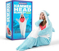 Cozy Concepts Co. Hammerhead Shark Blanket by Relatable, Wearable Blanket with Sleeve, Fun Easter Basket Stuffers, Room Decor or Easter Gifts, Comfortable Oversized 65" Throw Blanket