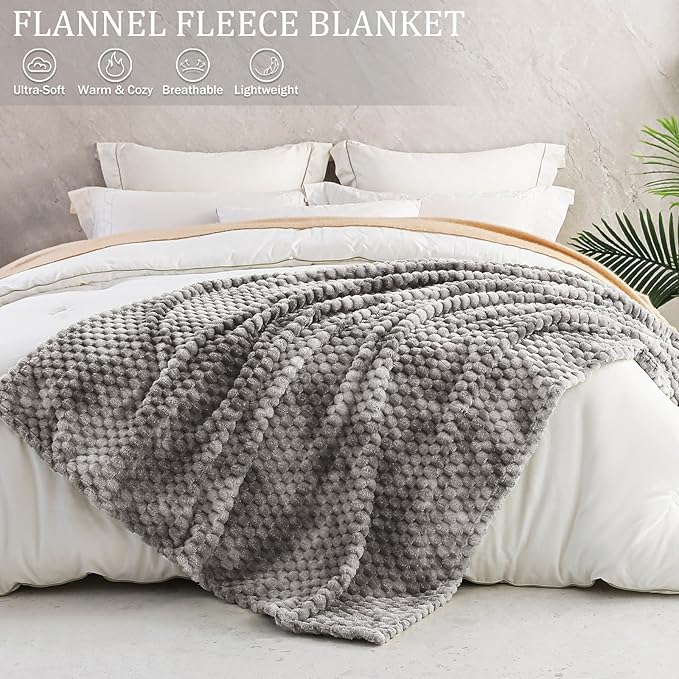 Exclusivo Mezcla Fleece Throw Blanket for Couch, Extra Large Fuzzy Tie-dye Grey Bed Blankets, Soft Cozy Plush Sofa Throws for All Seasons, 50x70 Inches