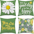 Hexagram Spring Summer Pillow Covers 18x18 Set of 4, Outdoor Floral Daisy Decorative Green Throw Pillow Covers, You are My Sunshine Farmhouse Cushion Case for Couch Sofa Indoor Home Decor(No Insert)