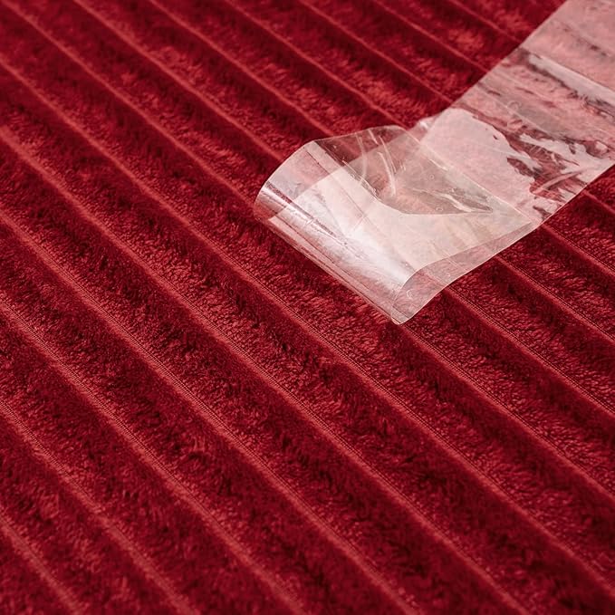 MIULEE Fleece Throw Blanket for Couch 300GSM Super Soft Lightweight Plush Striped, Burgundy Red Warm Cozy Breathable Ribbed Blanket for Bed/Sofa, Throw Size 50"x60"