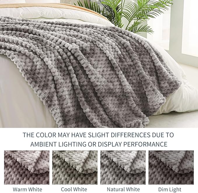Exclusivo Mezcla Fleece Throw Blanket for Couch, Extra Large Fuzzy Tie-dye Grey Bed Blankets, Soft Cozy Plush Sofa Throws for All Seasons, 50x70 Inches